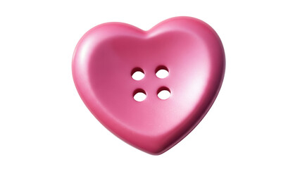 Pink heart shaped button isolated PNG on transparent background, cute sewing item for Valentine s Day and love concepts