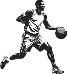 Black and White Basketball Player Silhouette