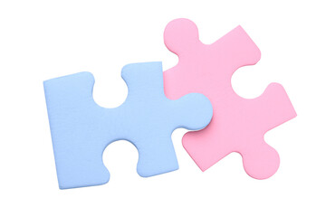 Obraz premium Two puzzle pieces isolated on transparent background