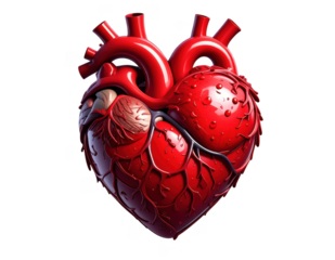 3D heart isolated on transperent background.