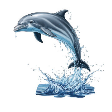 Leaping dolphin isolated on transparent background