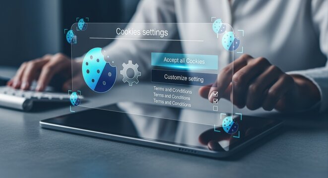 Cookies Settings on a Tablet Display: Online Privacy and Security Management Interface