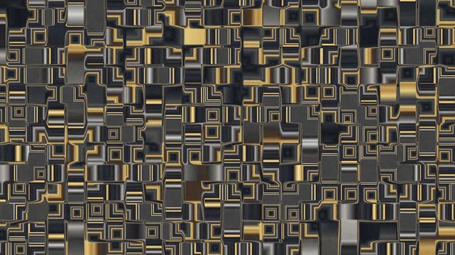 Metallic gold black geometric abstract background, seamless loop.