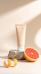Cream Tube Product with Grapefruit and Natural Elements