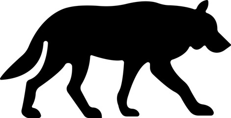 Obraz premium Wolf Silhouette Black Flat Style Vector Icon, Wild Animal Symbol and Nature Outline Graphic Group Featuring Wolf, Canine and Predator Poses