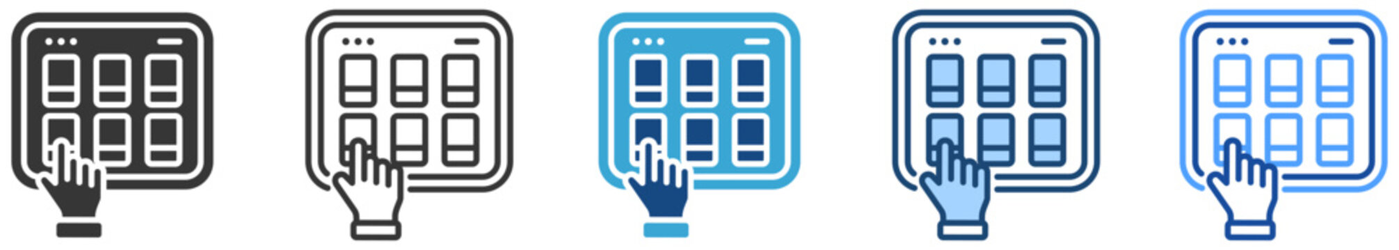 Touch screen icon set multi style icon set collection vector illustration