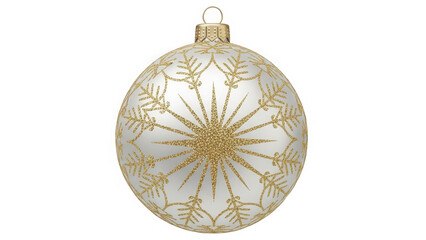 Fototapeta premium Elegant gold snowflake christmas ornament isolated on transparent background