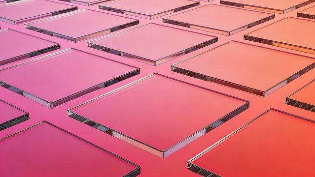 宙に浮かぶピンクからコーラルのグラデーションガラスプレート