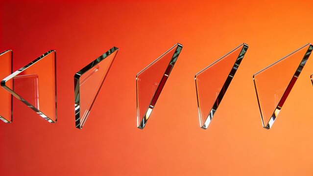 光を反射する浮遊ガラス三角板のレトログラデーション背景