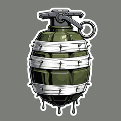 vector image of a grenade in a bandage