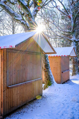 typical sales booth at a christmas market