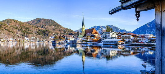 famous landscape at the tegernsee lake - bavaria