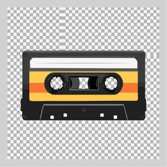 Obraz premium Minimalist vector cassette tape on transparent surface viewed from directly above