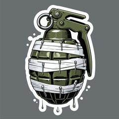 vector image of a grenade in a bandage