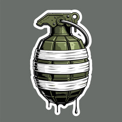 vector image of a grenade in a bandage
