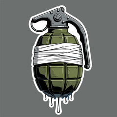 vector image of a grenade in a bandage