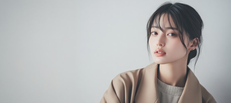 明るい背景の女性ポートレート