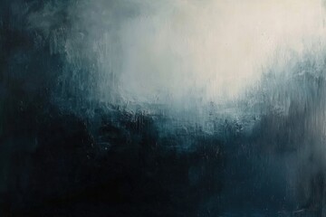 Fototapeta premium oil acrylic deep blue shades mix with white tones in this artwork. The scene shows a blend of colors that form shapes and textures. Light and dark contrast throughout the piece