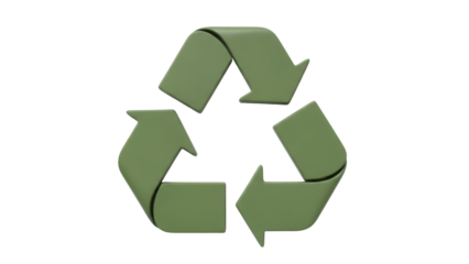 Green recycling symbol PNG isolated on transparent background, eco-friendly icon for environmental awareness and sustainable practices