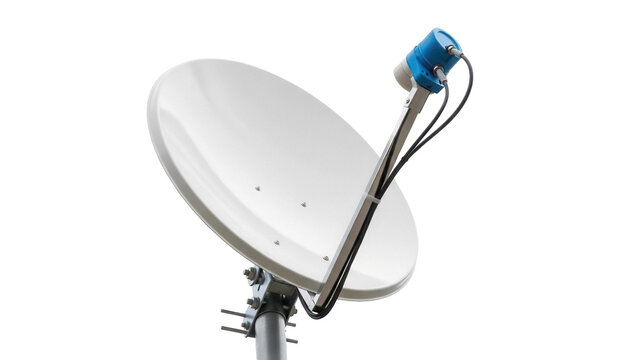 Satellite dish antenna isolated PNG, communication technology for television and internet signal reception on transparent background