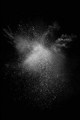 Fototapeta premium 暗闇に吸い込まれる白く柔らかな塵の雲、緻密な粒子の軌跡