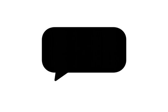 Black speech bubble outline or chat box icon representing dialogue, messaging, and online communication on transparent background