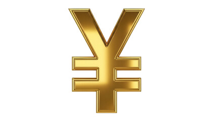 Obraz premium Golden yen symbol PNG isolated on transparent background, currency sign for finance and investment concepts