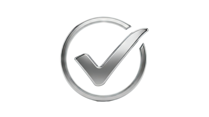 Silver Checkmark Icon with Circle