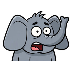 Obraz premium Surprised Elephant Cartoon with Upturned Trunk and Open Mouth Expression in Minimalist Environment