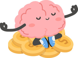 Brain Meditating on Coins
