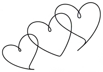 Valentine Continuous line drawing of three interconnected hearts symbolizing love friendship and unity