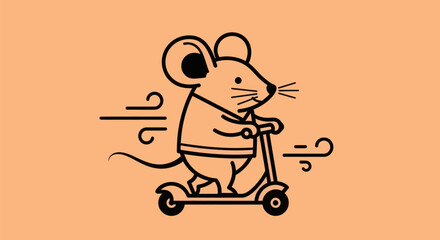 Cartoon mouse riding scooter illustration