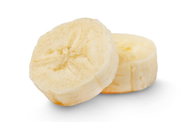 Two banana slices isolated on transparent background