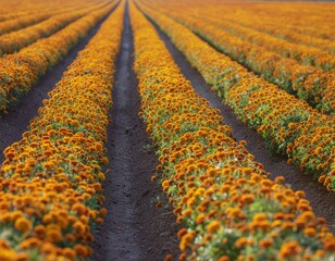 rows of yellow tulips
