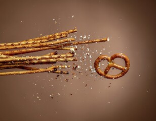 Pretzel krakerler m&uuml;kemmel g&ouml;r&uuml;n&uuml;me sahip 