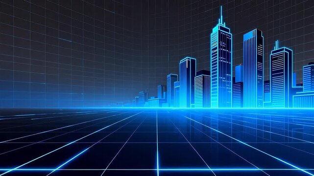 Futuristic cityscape with neon lights
