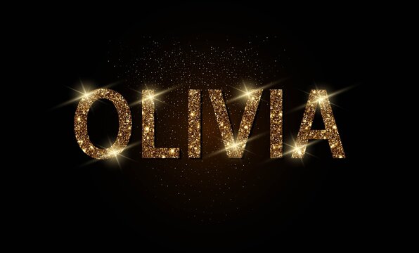 Brown glitter vector text for OLIVIA