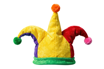 Colorful jester hat with three pointed tips