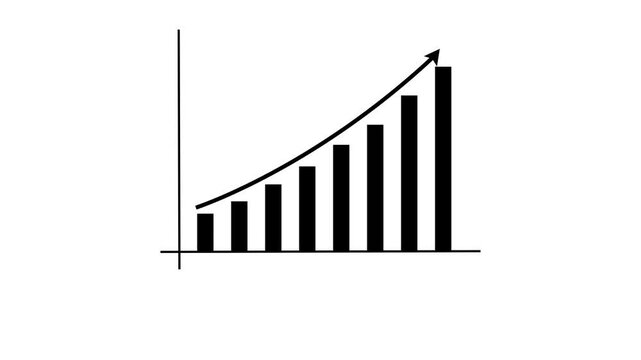  Business graph animation. Rising business growth chart animation. Success arrow business growth concept. 