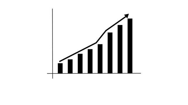  Business graph animation. Rising business growth chart animation. Success arrow business growth concept. 