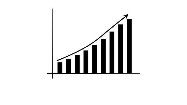  Business graph animation. Rising business growth chart animation. Success arrow business growth concept. 