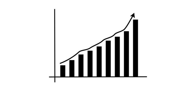  Business graph animation. Rising business growth chart animation. Success arrow business growth concept. 