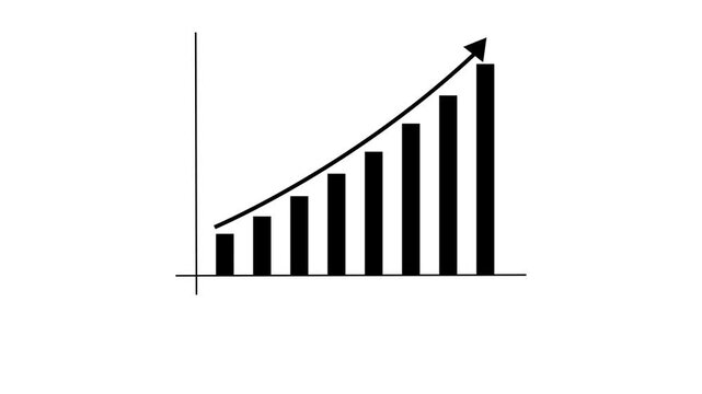  Business graph animation. Rising business growth chart animation. Success arrow business growth concept. 