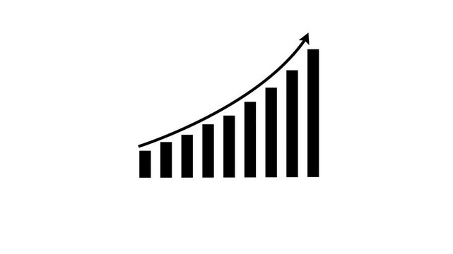  Business graph animation. Rising business growth chart animation. Success arrow business growth concept. 