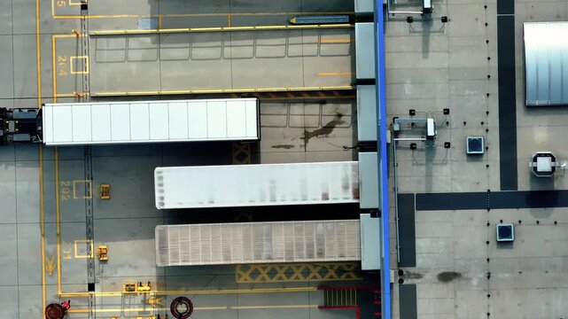 Aerial view of cargo loading area at an industrial warehouse