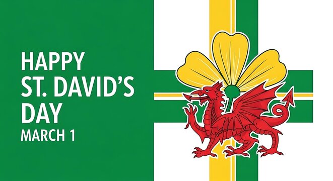 Happy st david's day celebration with welsh dragon