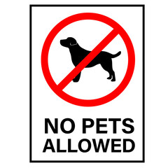 no pet allowed sign illustration vector no dogs, please, warning sticker for outdoors and public places isolated on white red circle