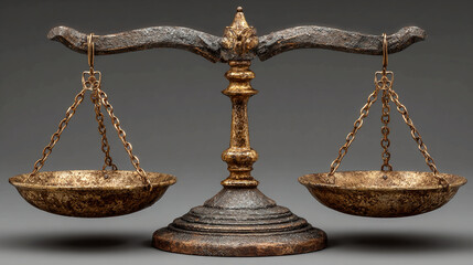 Justice scale beam balance marks illustrated with metallic wear and precision alignment, symbolic authority texture representing fairness, law equilibrium, and judicial integrity