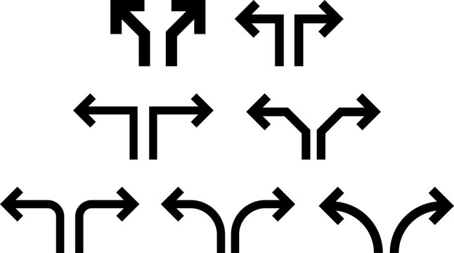 Curved Arrow Icons Showing Left and Right Directions