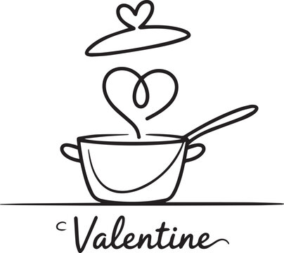Valentine's heart shaped steam rising from a pot with a spoon